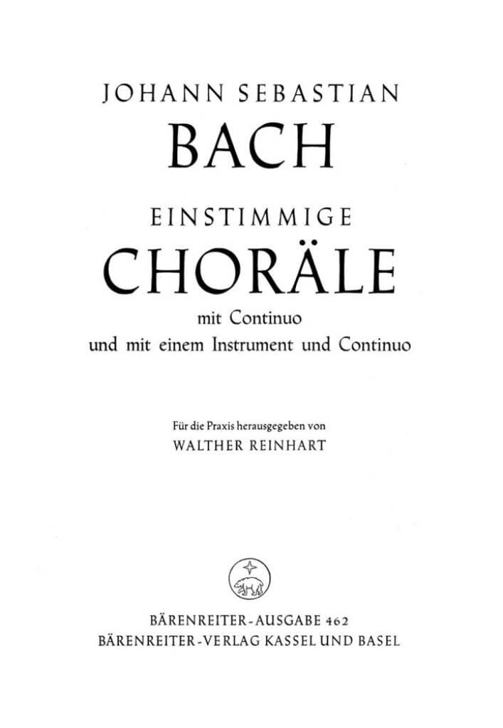 Einstimmige Chorale aus den Kantaten, Heft 1